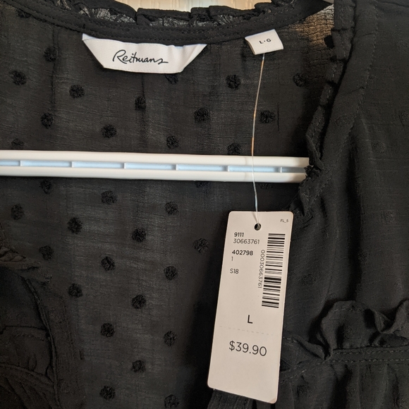 Black sheer blouse with polka dot - Picture 3 of 6